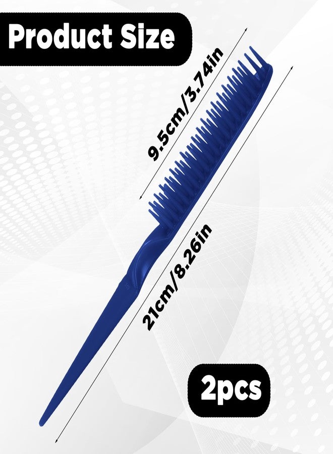 Qulkws 2 Pcs Blue Unbraider Combs 3 Row Hair Comb Set Rat Tail Styling Comb Curly Hair Styling Brush for Women Men Detangling Stylings - Image 2